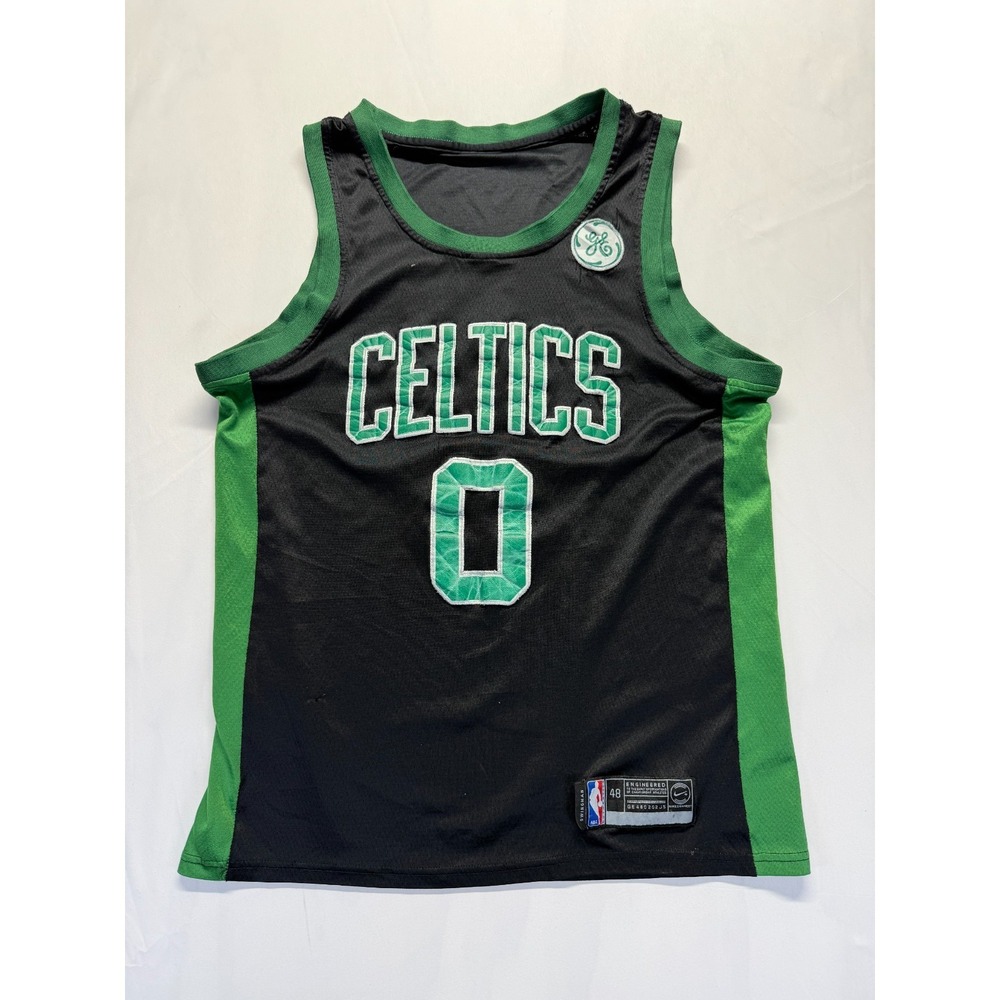 Boston Celtics Jersey Mens 48 Lg Black Green Nike #0 Jayson Tatum Basketball NBA